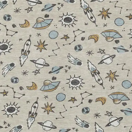 Beige And Gray Animal Print Washable Indoor Outdoor Area Rug Photo 2