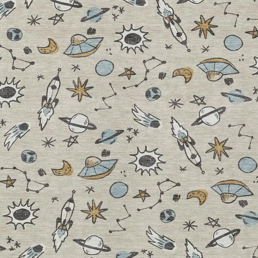Beige And Gray Animal Print Washable Indoor Outdoor Area Rug Photo 2