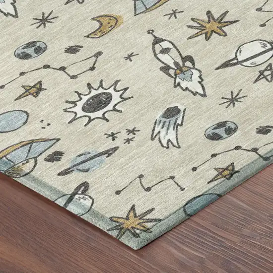 Beige And Gray Animal Print Washable Indoor Outdoor Area Rug Photo 4