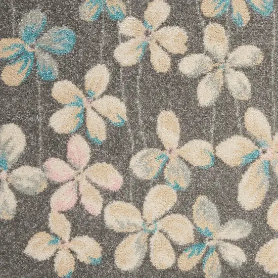 Beige And Gray Botanical Leaves Area Rug Photo 2