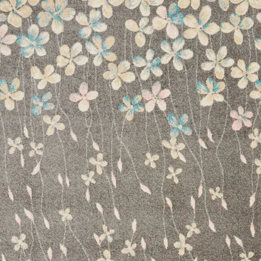 Beige And Gray Botanical Leaves Area Rug Photo 6