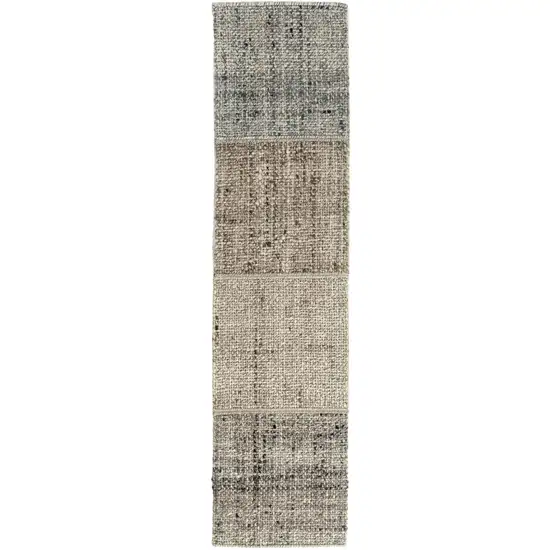 Beige And Gray Checkered Hand Woven Area Rug Photo 1
