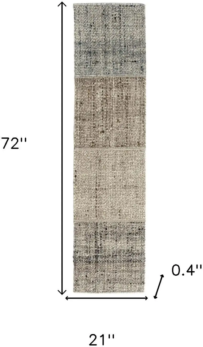 Beige And Gray Checkered Hand Woven Area Rug Photo 4