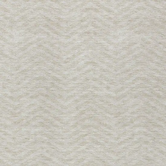Beige And Gray Chevron Washable Indoor Outdoor Area Rug Photo 5