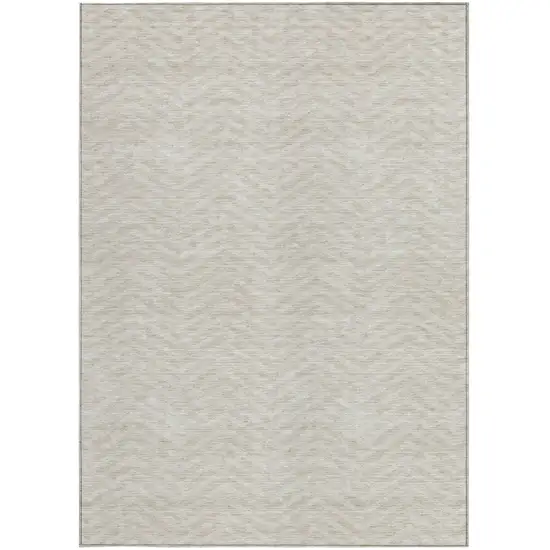 Beige And Gray Chevron Washable Indoor Outdoor Area Rug Photo 6