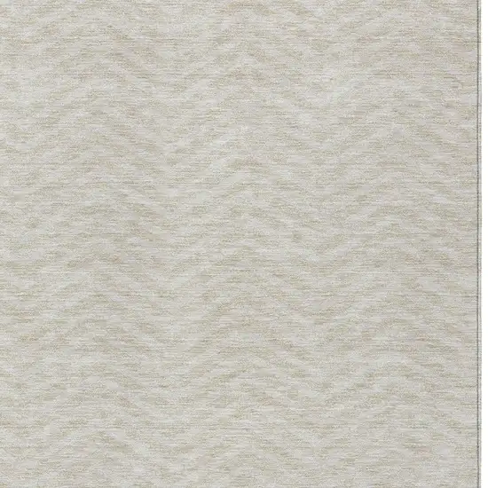 Beige And Gray Chevron Washable Indoor Outdoor Area Rug Photo 5