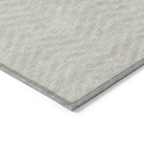 Beige And Gray Chevron Washable Indoor Outdoor Area Rug Photo 4