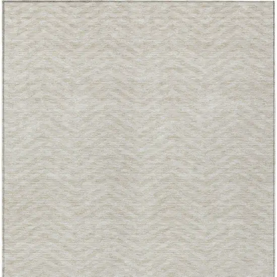 Beige And Gray Chevron Washable Indoor Outdoor Area Rug Photo 6