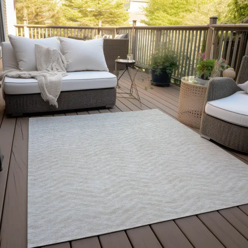 Beige And Gray Chevron Washable Indoor Outdoor Area Rug Photo 9