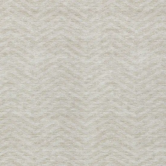 Beige And Gray Chevron Washable Indoor Outdoor Area Rug Photo 5