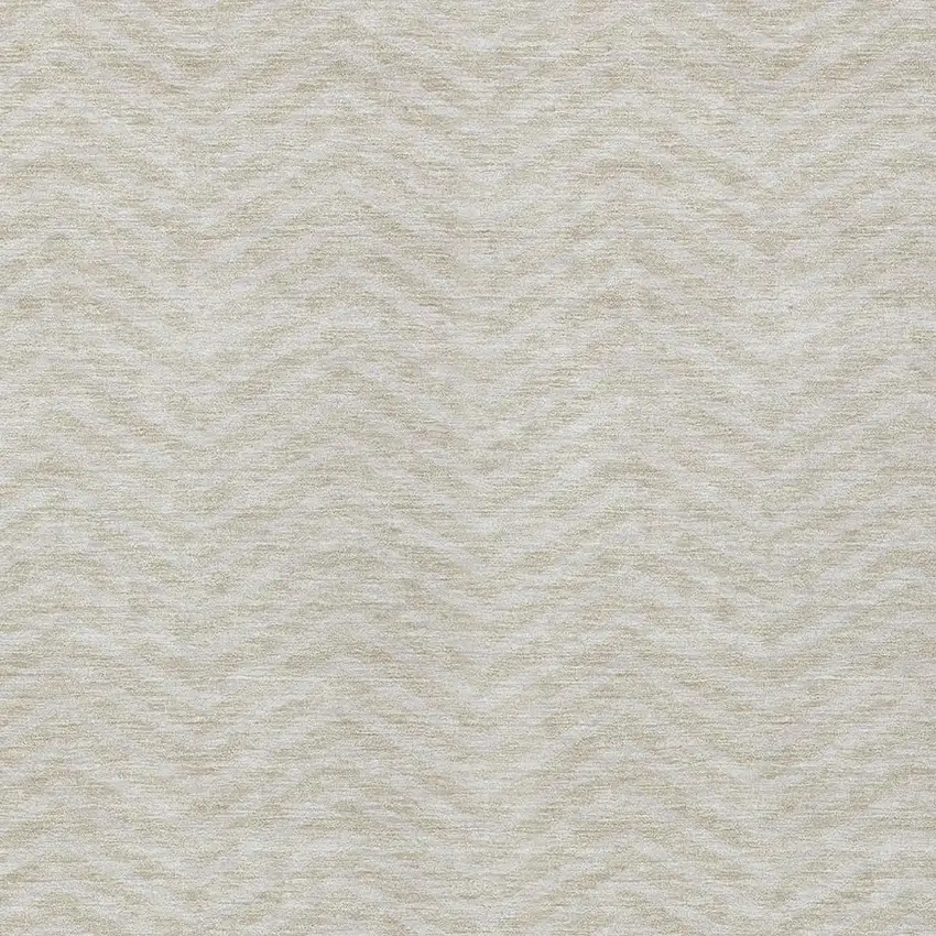 Beige And Gray Chevron Washable Indoor Outdoor Area Rug Photo 5