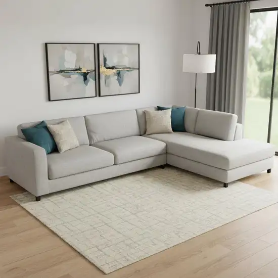 Beige And Gray Crosshatch Area Rug Photo 1