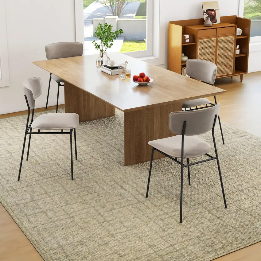 Beige And Gray Crosshatch Area Rug Photo 4