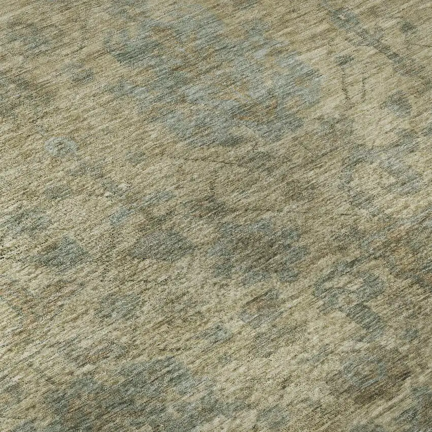 Beige And Gray Damask Washable Area Rug With UV Protection Photo 9