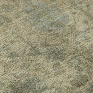 Photo of Beige And Gray Damask Washable Area Rug With UV Protection