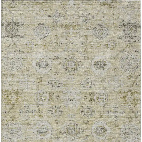 Beige And Gray Damask Washable Indoor Outdoor Area Rug Photo 6