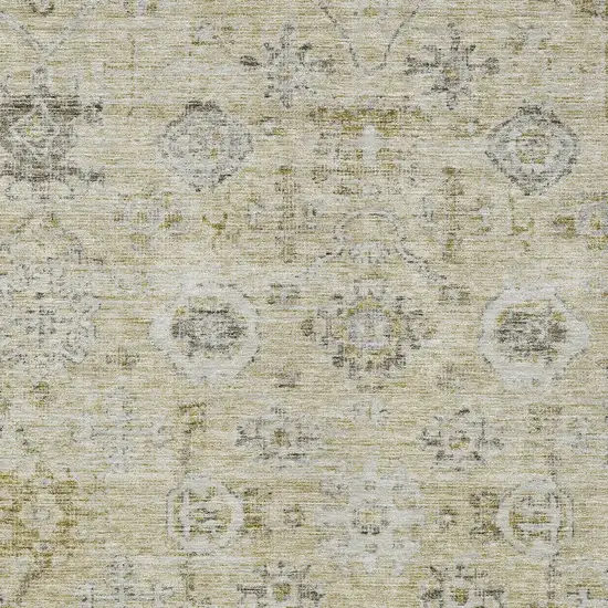 Beige And Gray Damask Washable Indoor Outdoor Area Rug Photo 5