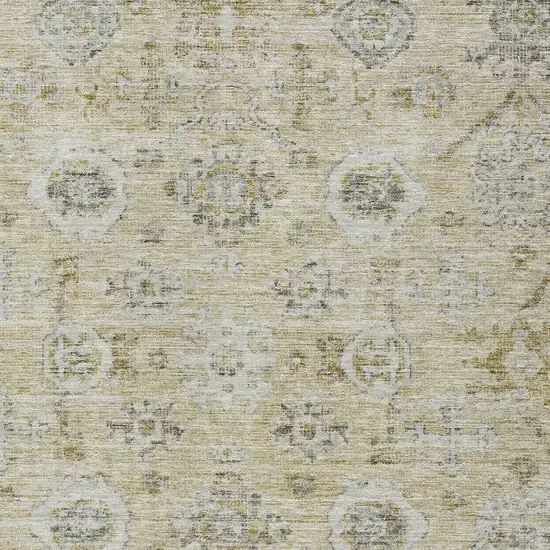 Beige And Gray Damask Washable Indoor Outdoor Area Rug Photo 5