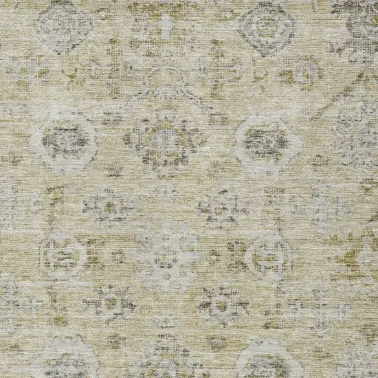 Beige And Gray Damask Washable Indoor Outdoor Area Rug Photo 5