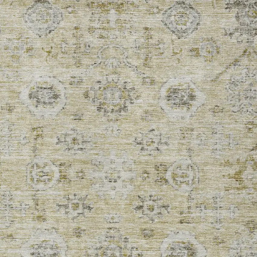 Beige And Gray Damask Washable Indoor Outdoor Area Rug Photo 5
