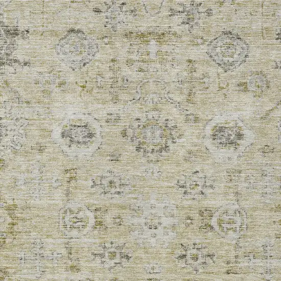 Beige And Gray Damask Washable Indoor Outdoor Area Rug Photo 5
