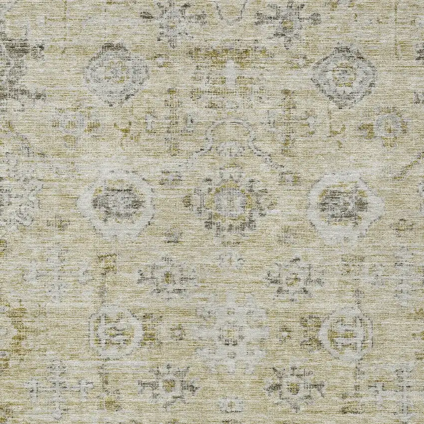 Beige And Gray Damask Washable Indoor Outdoor Area Rug Photo 5