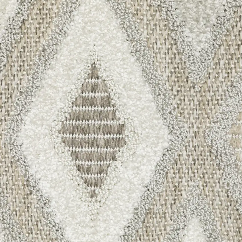 Beige And Gray Diamond Area Rug Photo 4