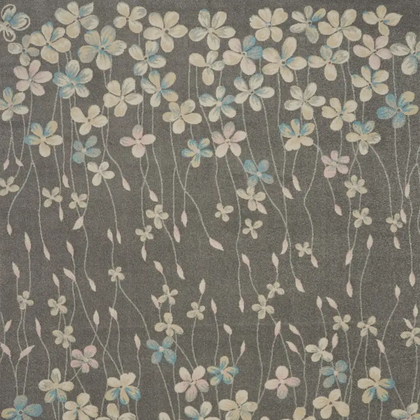 Beige And Gray Floral Area Rug Photo 8