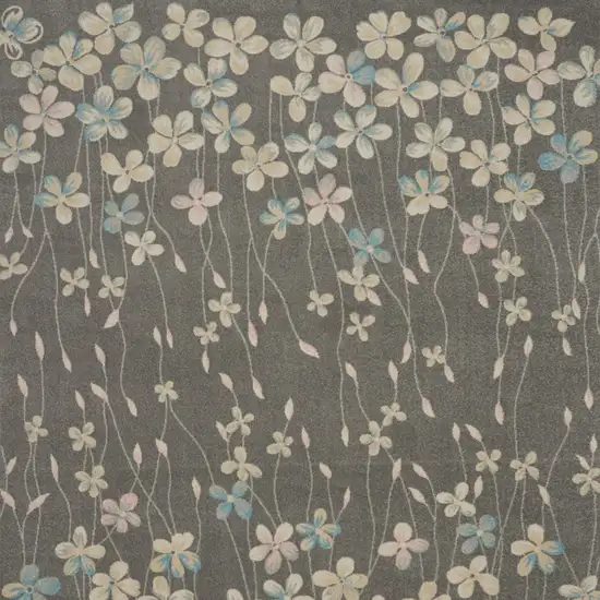 Beige And Gray Floral Area Rug Photo 8