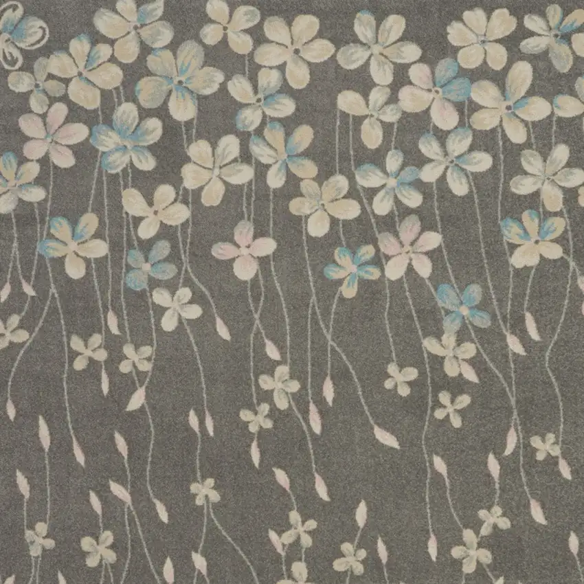 Beige And Gray Floral Area Rug Photo 7