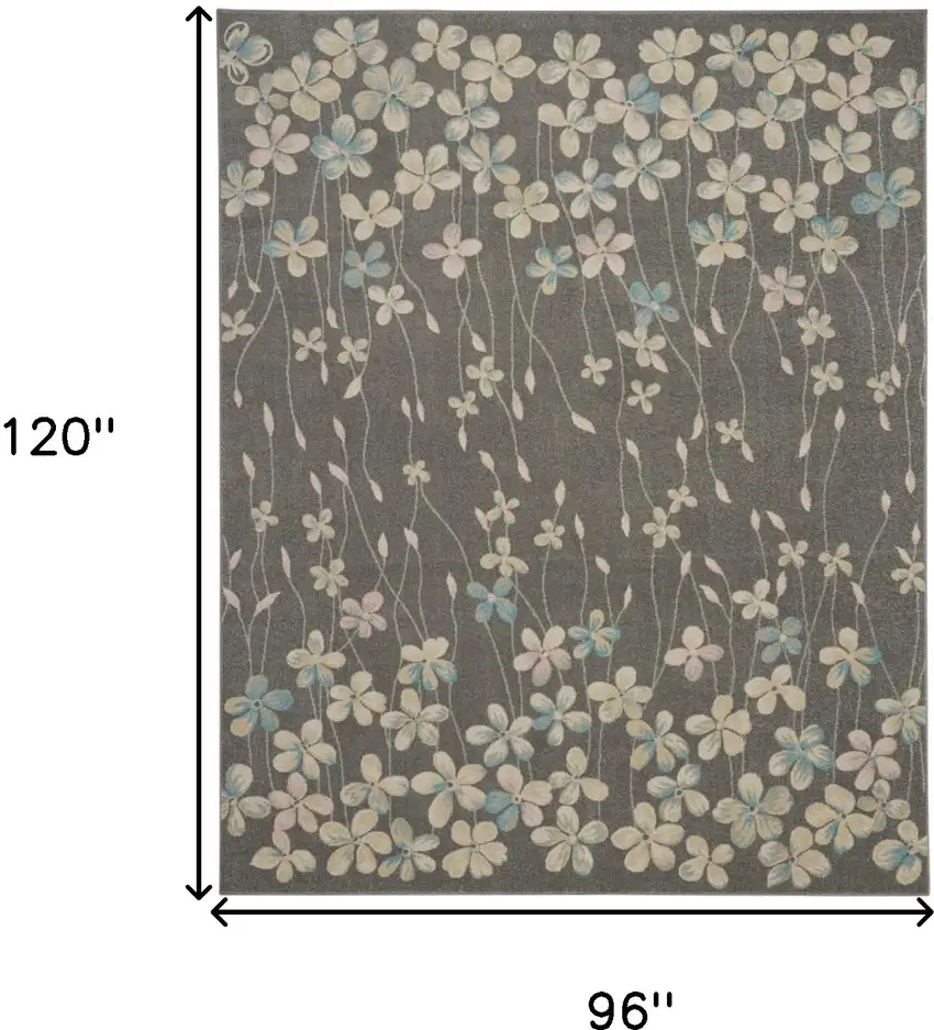 Beige And Gray Floral Area Rug Photo 3