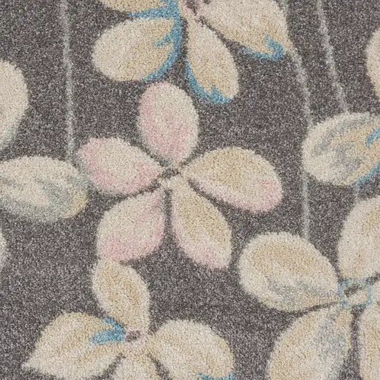 Beige And Gray Floral Area Rug Photo 2