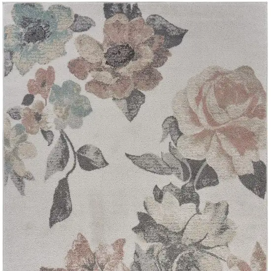 Beige And Gray Floral Area Rug Photo 3