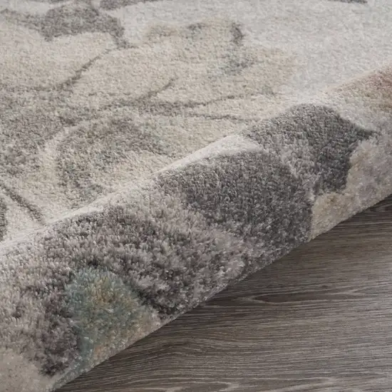 Beige And Gray Floral Area Rug Photo 6