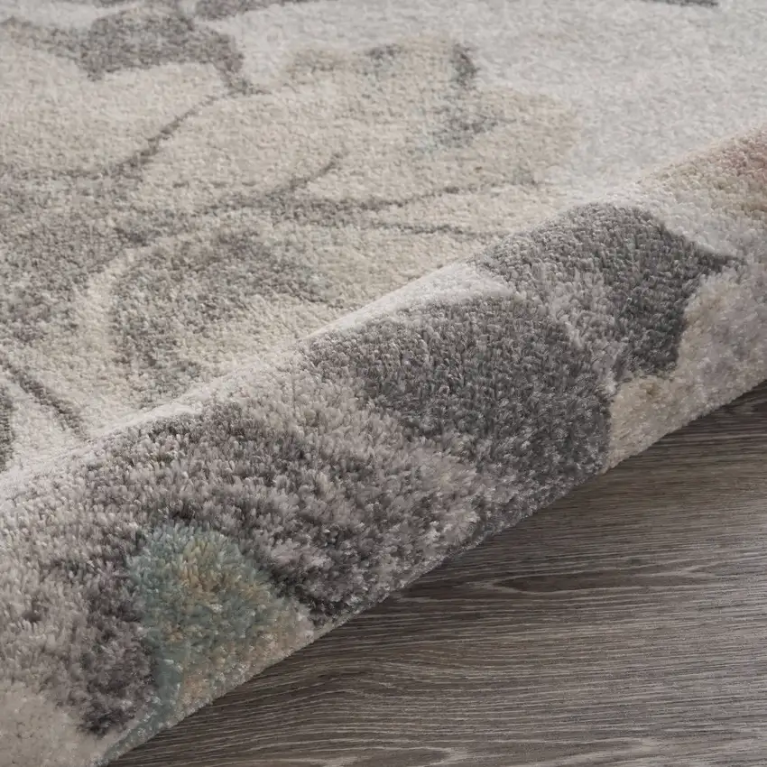 Beige And Gray Floral Area Rug Photo 6