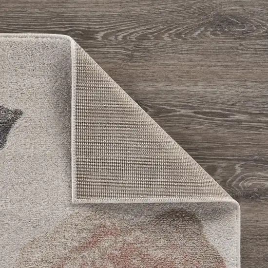 Beige And Gray Floral Area Rug Photo 8