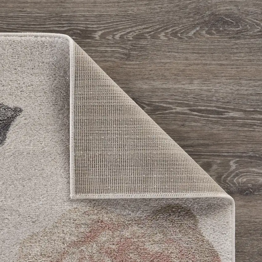 Beige And Gray Floral Area Rug Photo 8