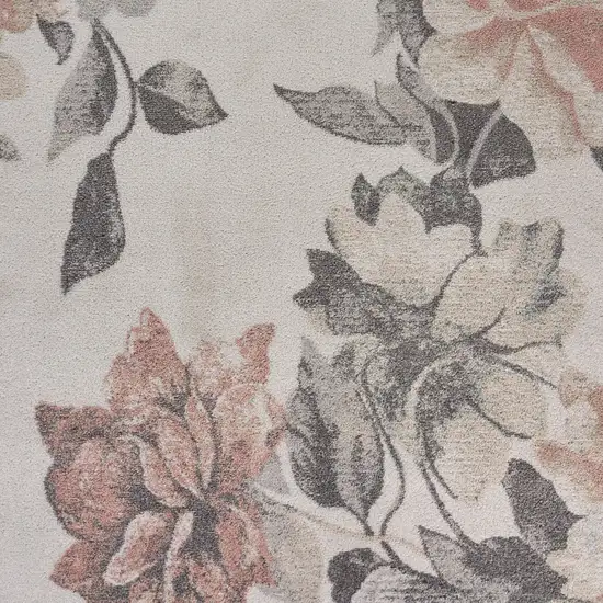 Beige And Gray Floral Area Rug Photo 9