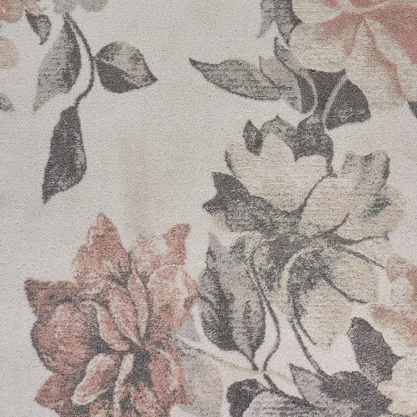 Beige And Gray Floral Area Rug Photo 9