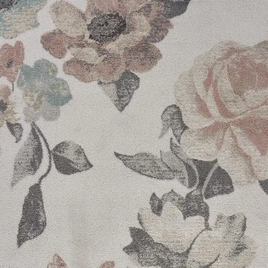 Beige And Gray Floral Area Rug Photo 2