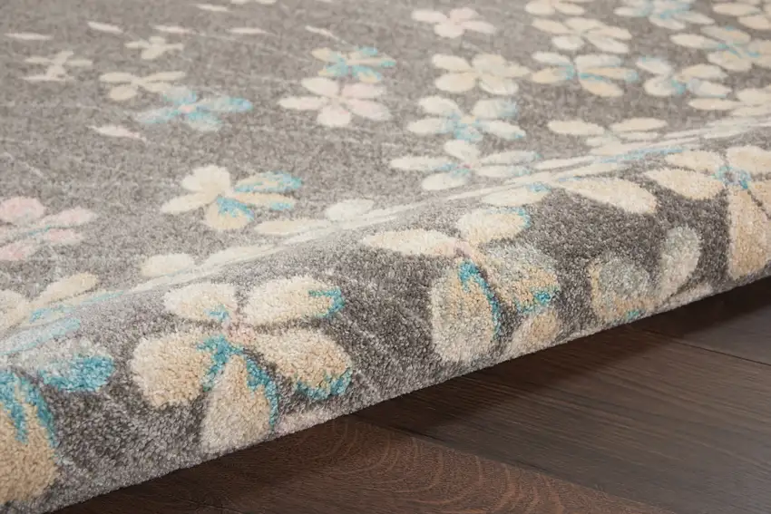 Beige And Gray Floral Area Rug Photo 7