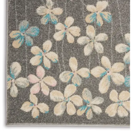 Beige And Gray Floral Area Rug Photo 7