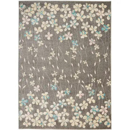 Beige And Gray Floral Area Rug Photo 9