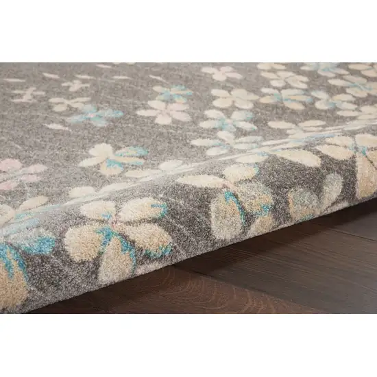 Beige And Gray Floral Area Rug Photo 6