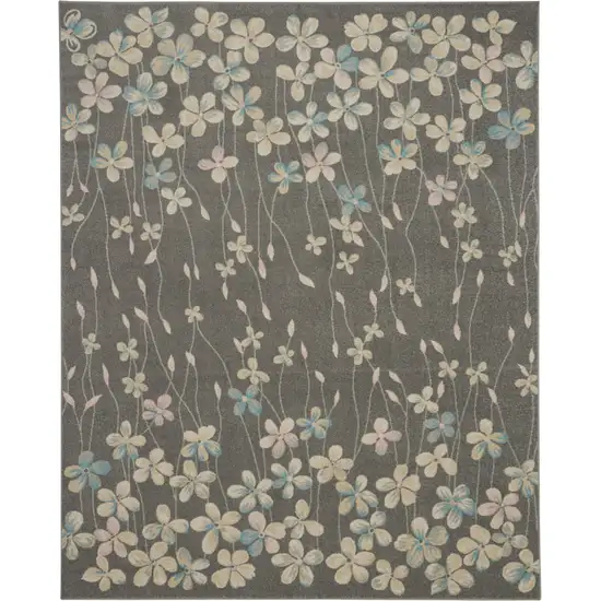 Beige And Gray Floral Area Rug Photo 1