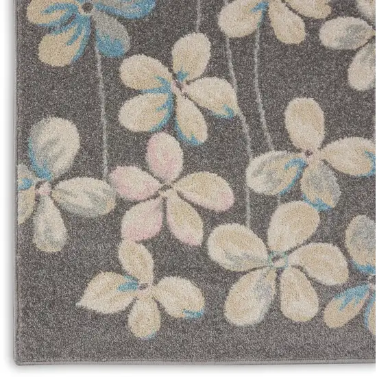 Beige And Gray Floral Area Rug Photo 7