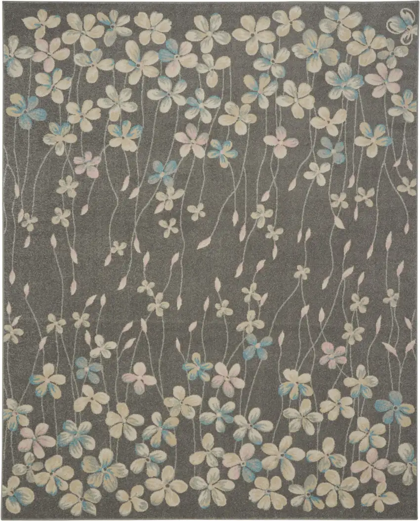 Beige And Gray Floral Area Rug Photo 8