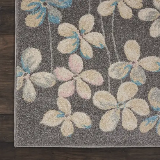 Beige And Gray Floral Area Rug Photo 9