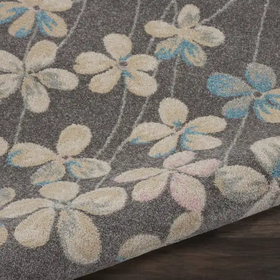Beige And Gray Floral Area Rug Photo 6