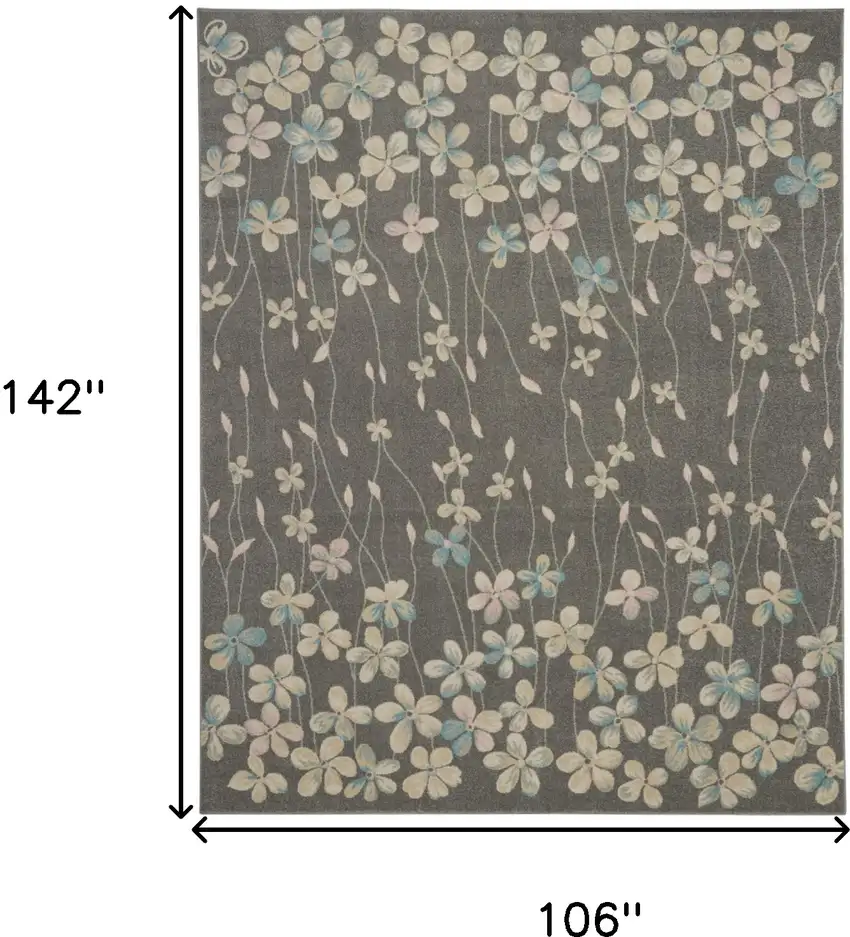 Beige And Gray Floral Area Rug Photo 3